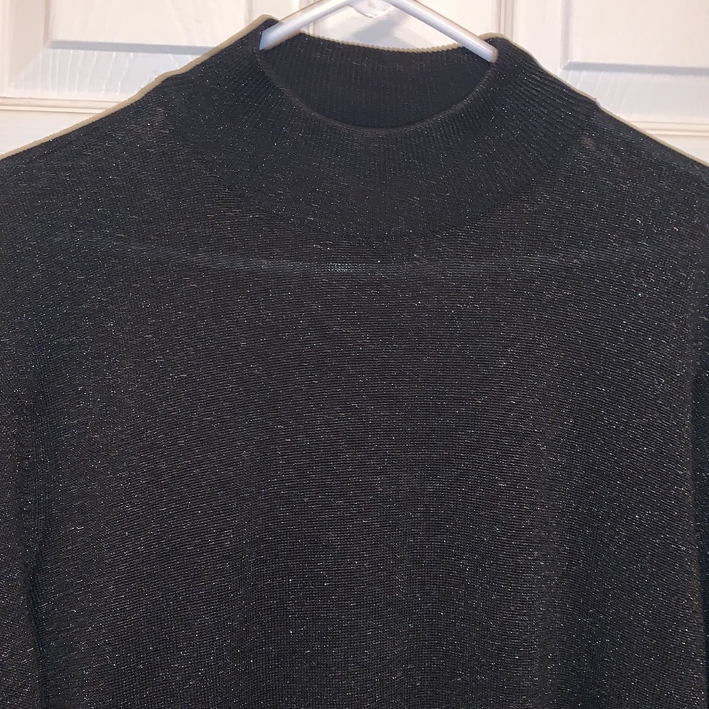 Talbots Black Sparkling Mock Neck Long Sleeve Sweater Sz XL